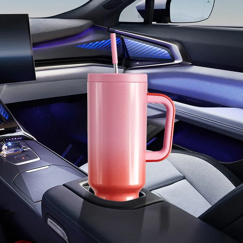 50oz Cup Meoky Stainless Steel Vacuum Red-Pink Large Capacity Water Bottle Tumbler Thermal with Lid Straw Coffee Car Mugs