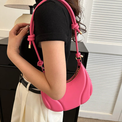 Women Crossbody Bag Luxury Designer PU Tote Bag Large Capacity Underarm Bag Simple Saddle for Office Travel Make Up Cosmetic Bag