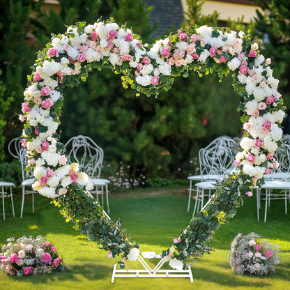 White Heart Shape Wedding Arch Backdrop Stand Double Layer Metal Flower Balloon Arbors Arch Frame for Ceremony Proposal