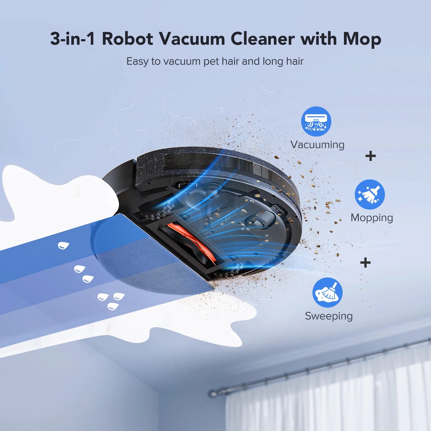 5500Pa Robot Vacuum and Mop, 3 in 1 Robotic Vacuum Cleaner, Lubluelu L20 Smart Mapping, 30 No-go Zones, WiFi/App/Alexa