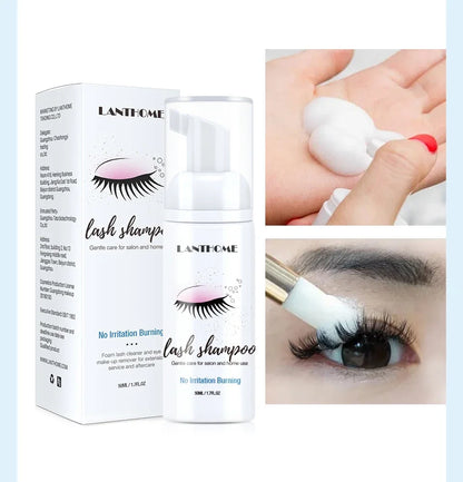 50ml Lanthome Eyelash Extension Shampoo Foam Eyelid Deep Clean Cleanser For Makeup Tools Mascara Remover Glue Salon Home Use