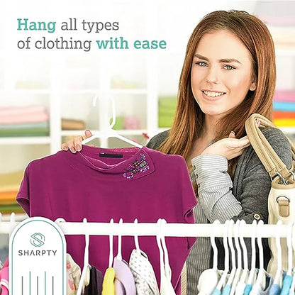 20-piece plastic hangers for closet coats and shirts, space-saving, standard everyday use, room essentials and basics