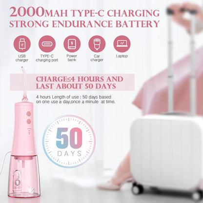 Sejoy CYQ-AOW06 Cordless Electric Water Flossers for Teeth 350ml Water Dental Flosser Portable Oral Irrigator Rechargeable