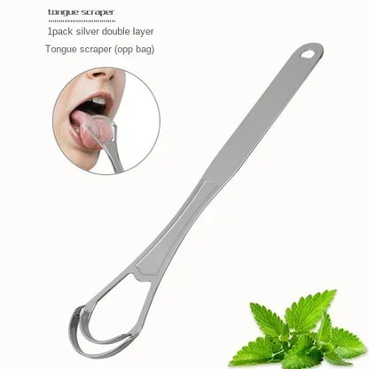 1/2 Pcs Reusable Stainless Steel Useful Tongue Scraper Cleaner Fresh Breath Cleaning Coated Tongue Oral Hygiene Care Tools