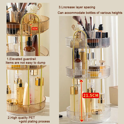 1 Pc cosmetic storage rack, modern round handle cosmetic storage rack made of high-grade and high-quality PET material, and 360