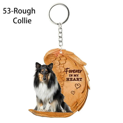 1 Piece 23 Style Dog Forever In My Heart  Angel Pendant Bag Key Chains Car Keychain Keyring  Pet Jewelry Gift For Women Girls