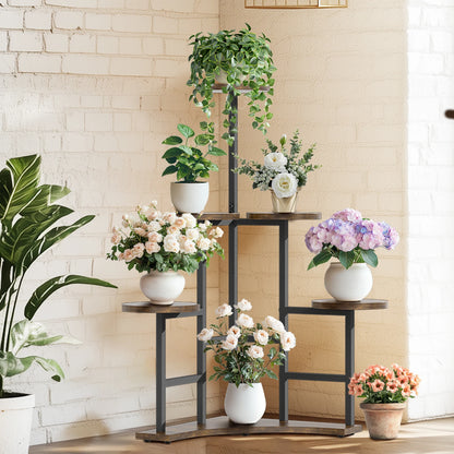 5 Tiered Tall Corner Plant Stand Multiple Potted Flower Holder Organizer Rack for Balcony Garden Planters