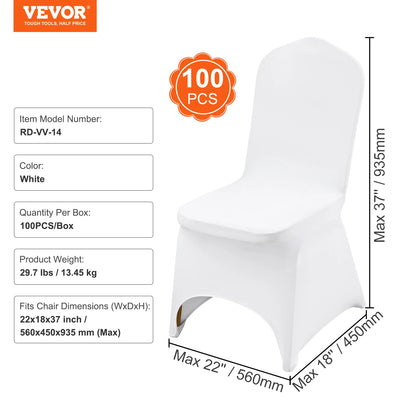 VEVOR 12/30/50/100Pcs Wedding Chair Cover Spandex Stretch Slipcover for Restaurant Banquet Hotel Dining Party White Chair Cover