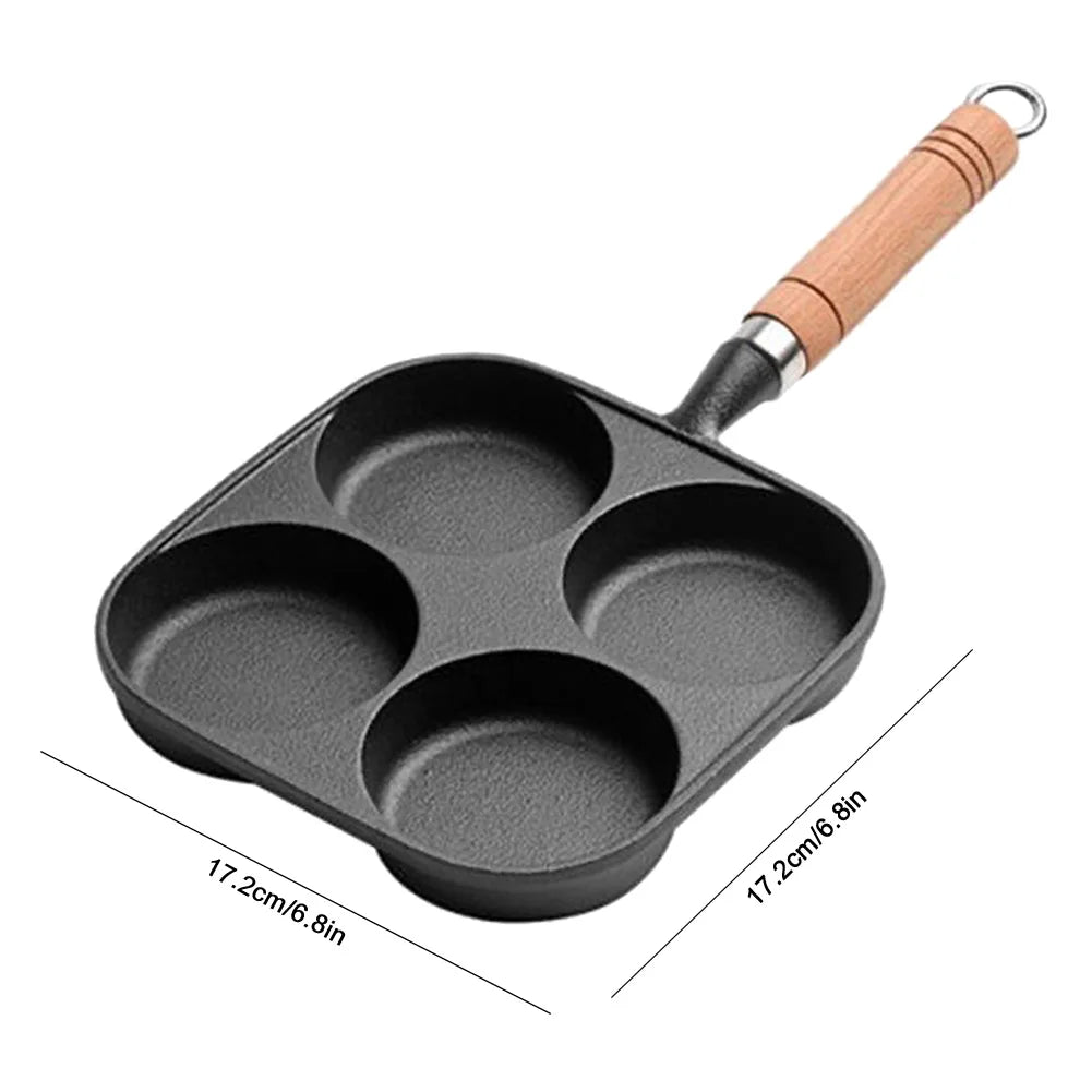 5 Round Holes Egg Frying Pan Cast Iron Cookware Pancake Pan Creative Breakfast Grill Cooking Pot for Gas Stove Induction Cooker