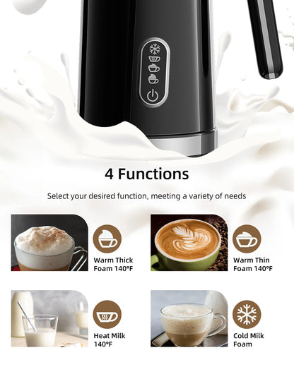 BioloMix Electric 4 in 1 Automatic Hot and Cold Milk Frother Warmer for Latte, Foam Maker, Hot Chocolates, Cappuccino