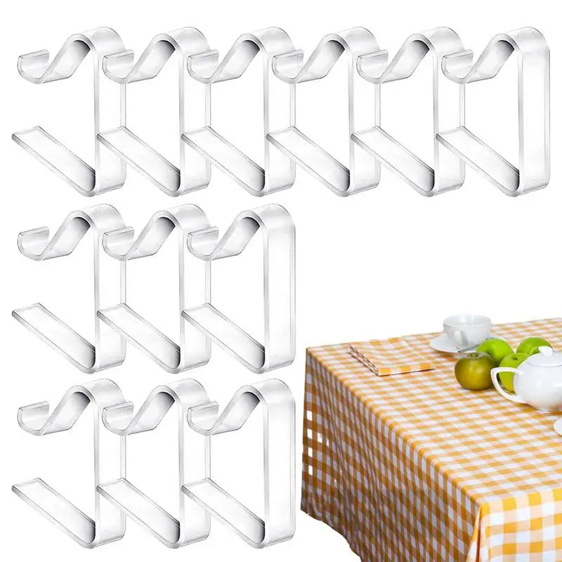 12pcs Transparent Tablecloth Clips Windproof Table Cover Clamps Table Cloth Clips for Outdoor Parties Weddings