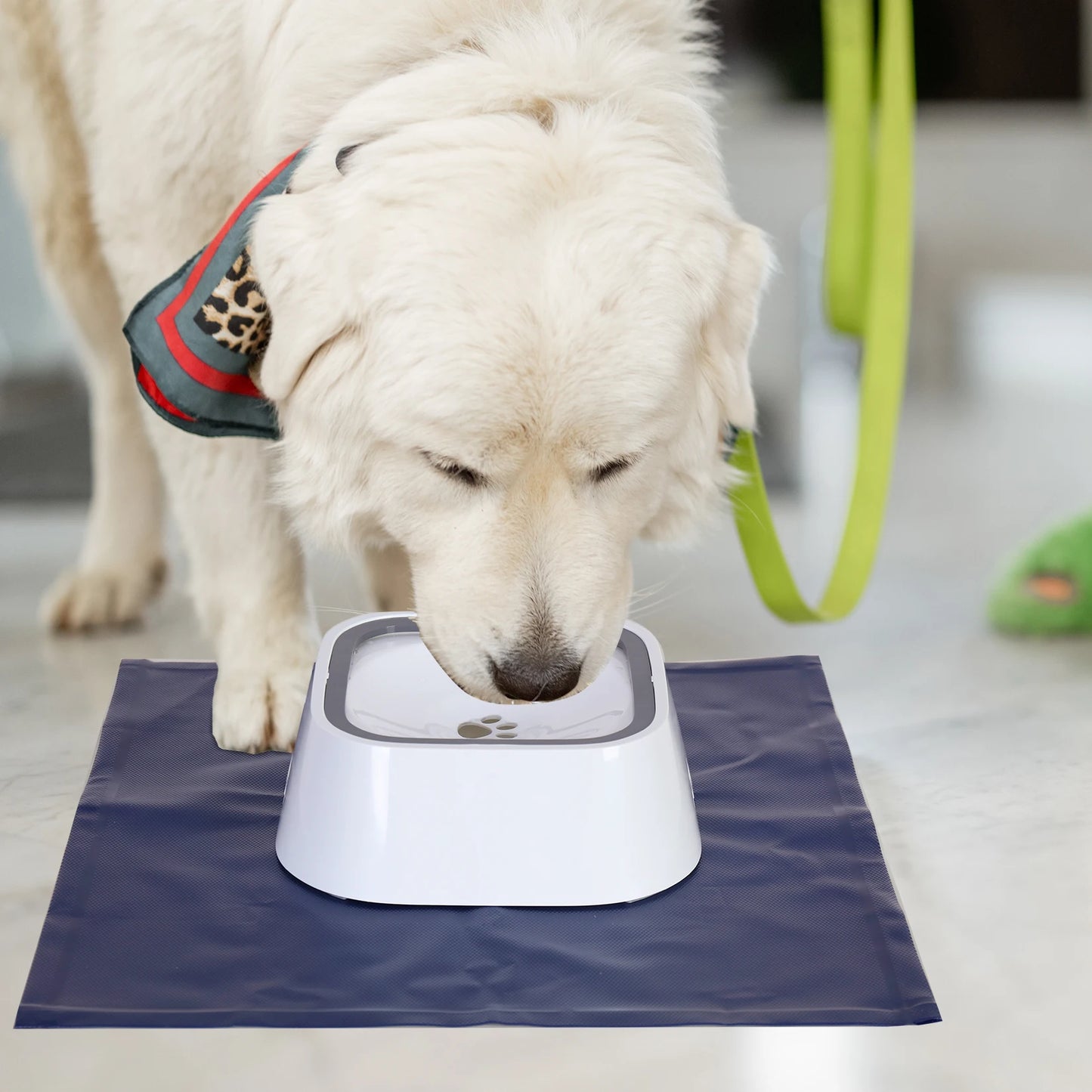 Water Feeder Bowl with Waterproof Cloth Mat, Floating Pet Dog Drinking Bowl, Splash-Free Plastic Dispenser