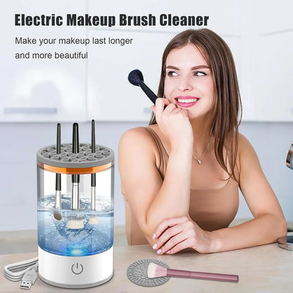 USB Plug Portable Electric Makeup Brush Cleaner with Rubber Makeup Machine Electric USB Quick Cleaner Cleaning Brush Collar Brus