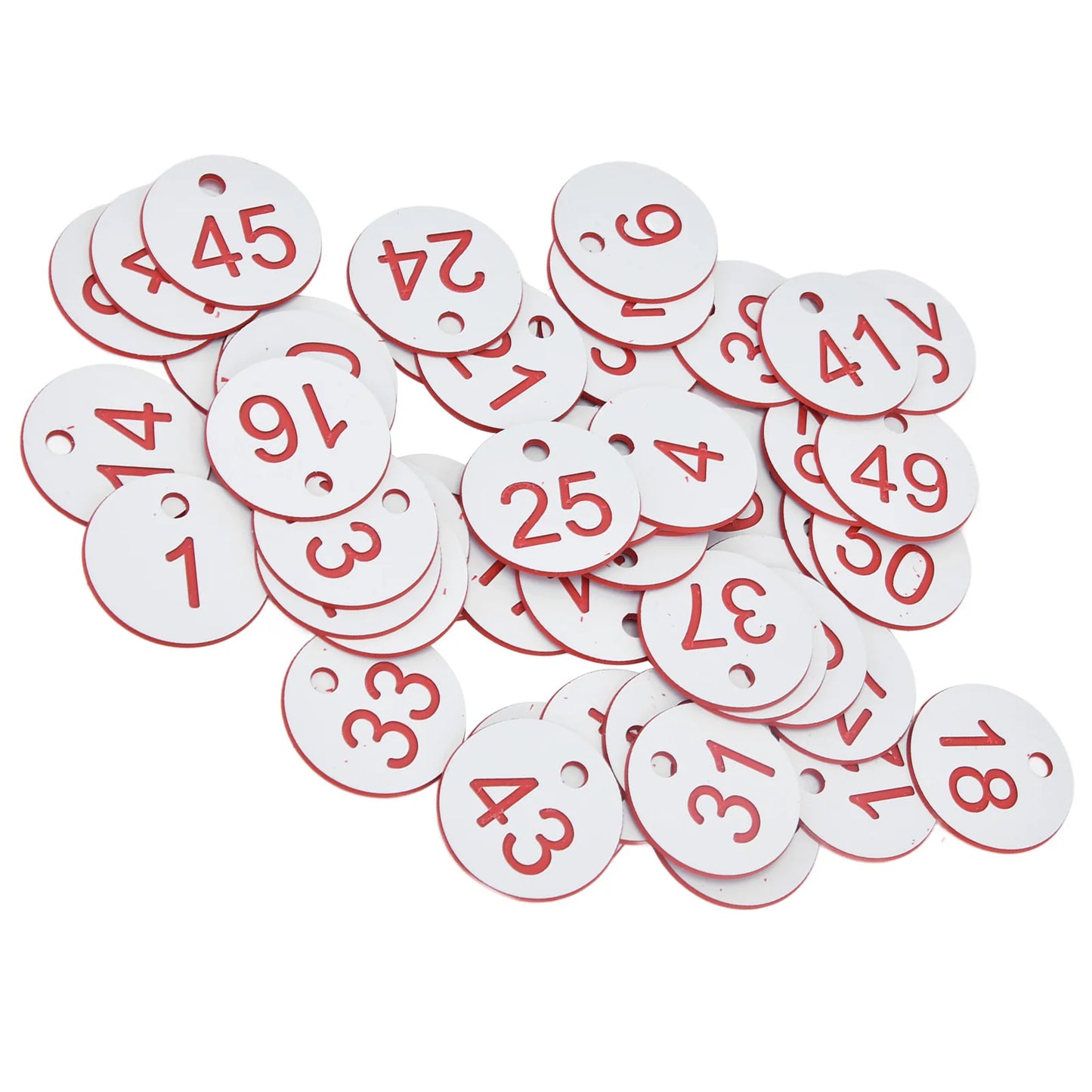 1-100 Beehive Tag Numbered Sign Labels White Red ABS Round with Hole Livestock Beekeeping Supplies