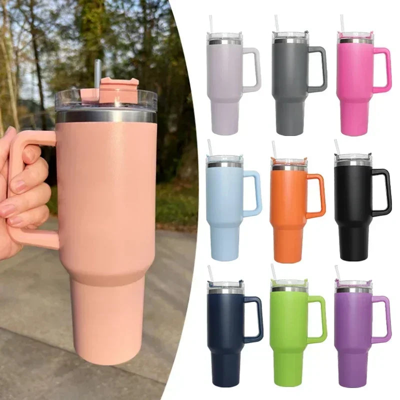 40oz Mug Outdoors With Handle Insulated Tumbler With Lids Straw Stainless Steel Coffee Tumbler Termos Cup for Travel Thermal Mug