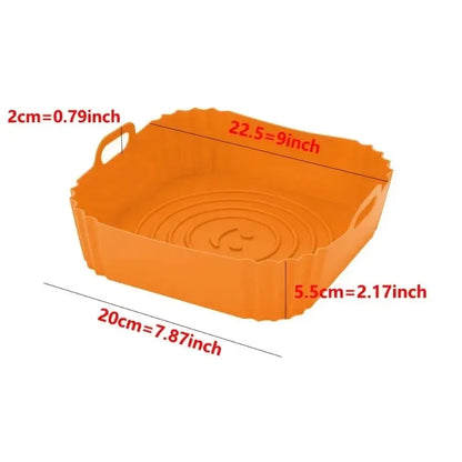 1PC Reusable Airfryer Pan Liner Accessories Silicone Air Fryers Oven Baking Tray Pizza Fried Chicken Airfryer Silicone Basket