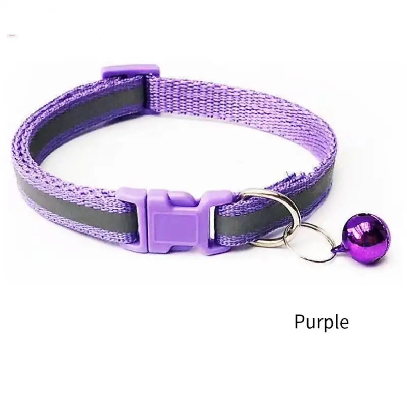 1PC Colors Reflective Breakaway Cat Collar Neck Ring Necklace Bell Pet Products Safety Elastic Adjustable Pet Reflective Collar