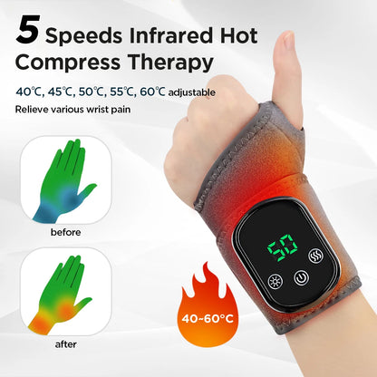 Vibration Wrist / Ankle Massager Infrared Hot Compress Therapy Hand / Foot Massager For Joint Pain Relief Heated Massage Brace