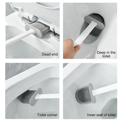 Upgraded Silicone Brushes With Toilet Brush Holder Soft Bathroom Cleaning