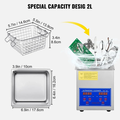 VEVOR Ultrasonic Cleaner Digital Timer  2L 3L 6L 10L 15L 22L 30L Stainless Steel Bath Jewelry Glasses Watch Cleaning Machine