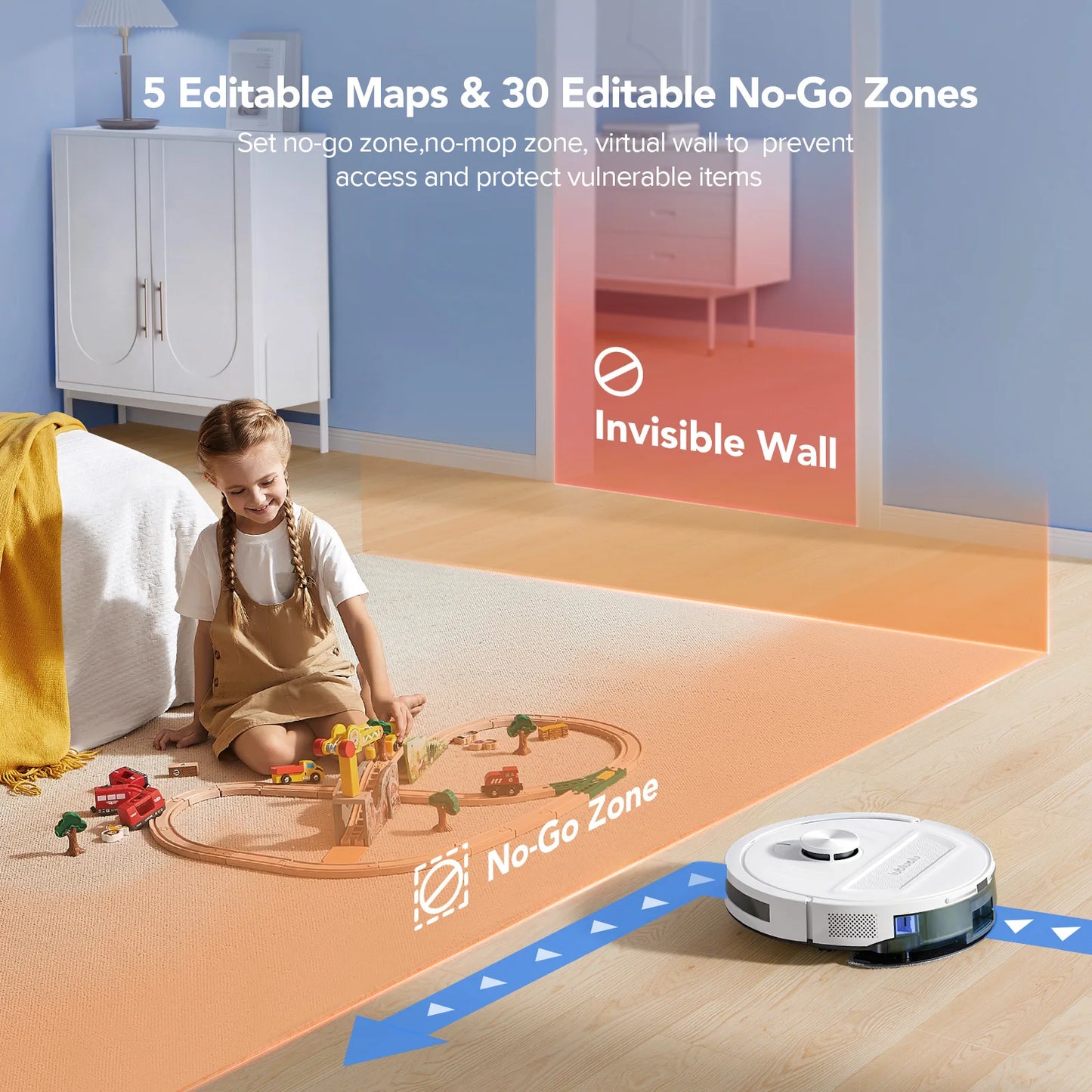 5500Pa Robot Vacuum and Mop, 3 in 1 Robotic Vacuum Cleaner, Lubluelu L20 Smart Mapping, 30 No-go Zones, WiFi/App/Alexa