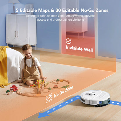 5500Pa Robot Vacuum and Mop, 3 in 1 Robotic Vacuum Cleaner, Lubluelu L20 Smart Mapping, 30 No-go Zones, WiFi/App/Alexa