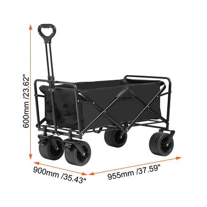 VEVOR Collapsible Folding Wagon Beach Wagon Cart with All-Terrain Wheels Drink Holders Sports Wagon for Camping Shopping Garden