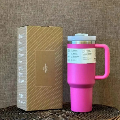 40oz Insulated Tumbler With Lid and Straws Stainless Steel Coffee Tumbler with Handle Vacuum Leak Proof Coffee Cup