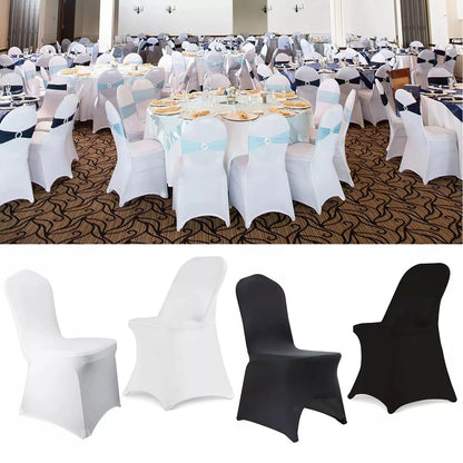 50 Pcs White Black Universal Chair Covers Stretch Spandex for Wedding Party Banquet Hotel Decor