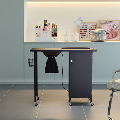 Black Manicure Nail Table on Wheels