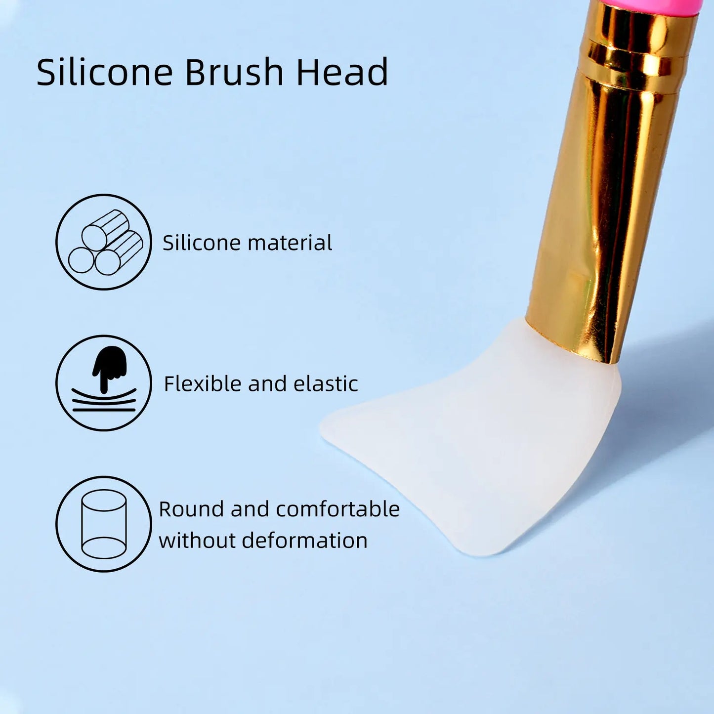 3PCS Portable Silicone Mask Brush Long Handle Fish Tail Silicone Brush Head Gel Repair Cream Applicator Stick Spatula Brush