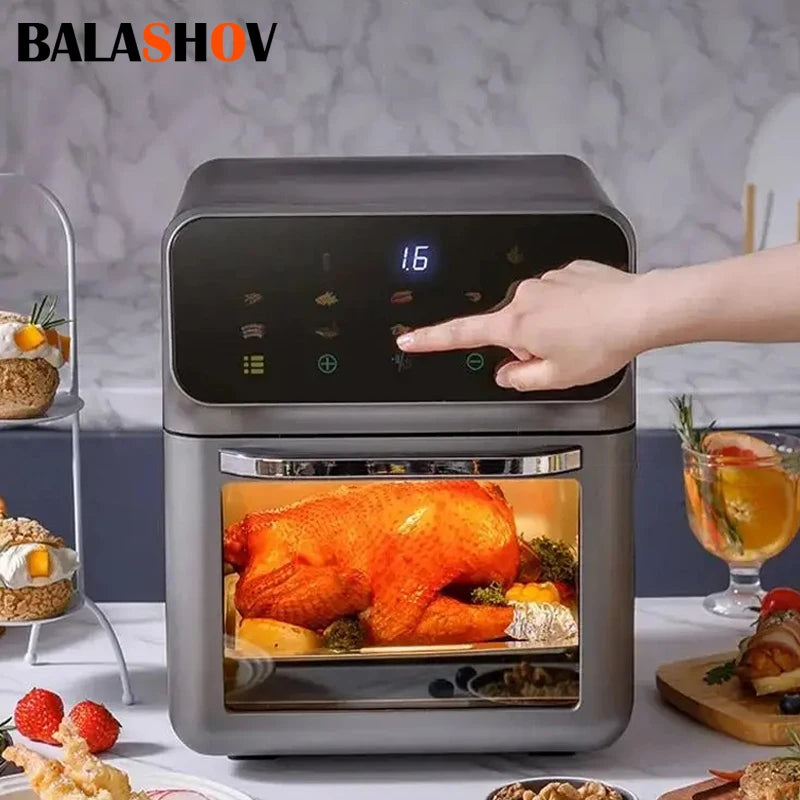 Electric Hot Air Fryer, 12L Large Capacity, 90% Less Oil, Convection Oven Deep Fryer, 360°Baking Viewable Window, Home Appliance