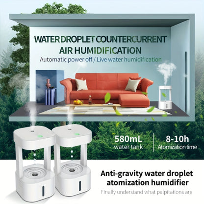 580ML Humidifiers For Bedroom, Anti Gravity Cool Mist Humidifier,Water Drop Humidifier With Levitating Plant, Portable Air Enric