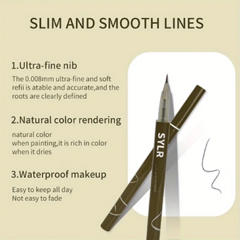 0.008mm Ultra Fine Eyebrow Pen Long Last Smudge Proof Waterproof Sweat-Proof High Pigmented Easy Applying Liquid Eye Brow Pencil