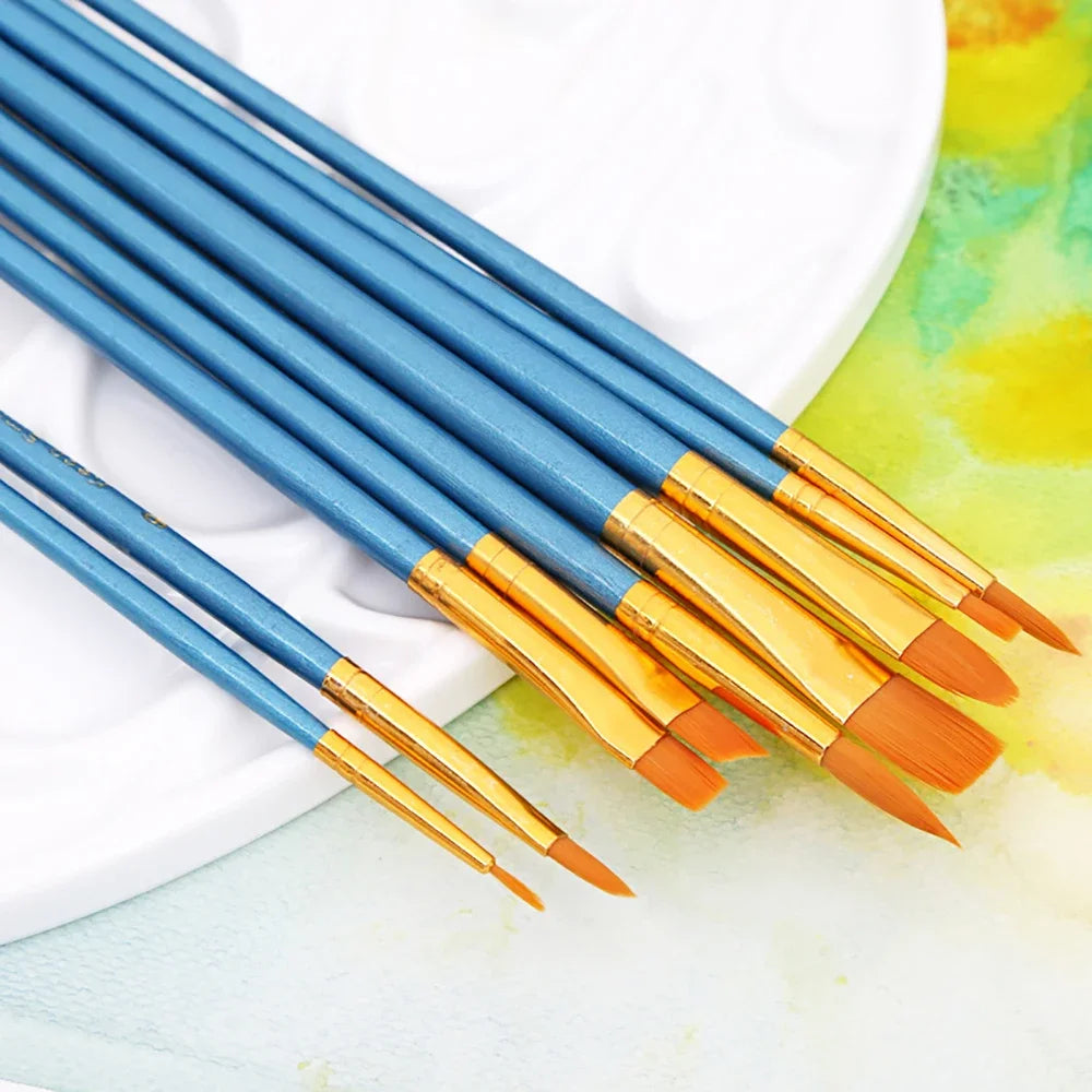 Artist Paint Brush Set High Quality Nylon Hair Watercolor Acrylic Oil Brush Painting Art Supplies Stationery