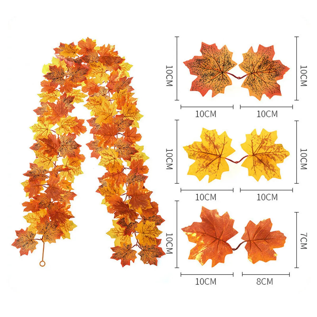 175Cm Artificial Autumn Fall Maple,Leaves Garland Hanging Plant Home Party Decor