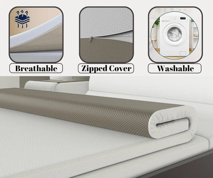 4 Inch Memory Foam Mattress Topper DOUBLE Bed, 10cm Thick Gel Infused Orthopedic Mattress Pad, Removable Washable Zipped Cover