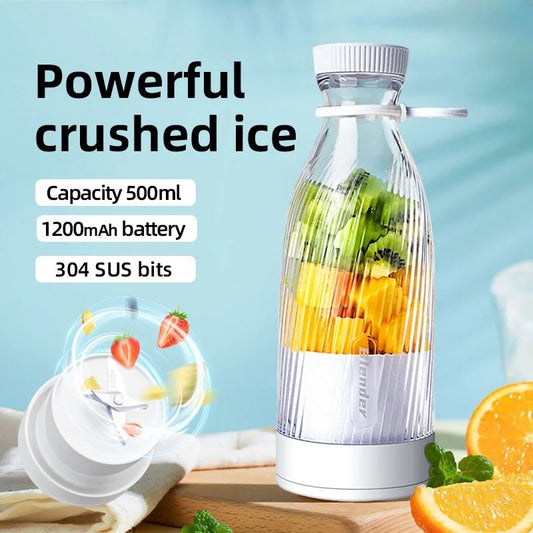 500ML Portable Blender Electric Juicer Fruit Mixers USB Rechargeable Blender  juice Cup Bottle 6 Blades