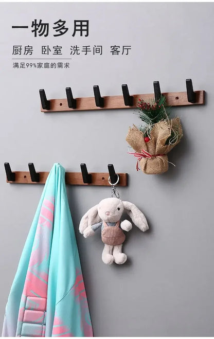 New Bamboo Solid Wood Hanging Clothes Hook Wall Hanging Clothes Hanger Living Room Furniture Foyer Bedroom Wall Door Coat Racks