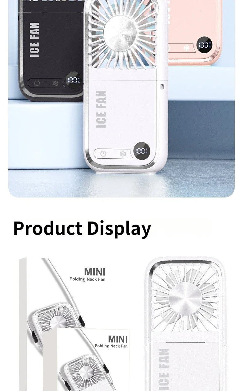 New usb charging small fan folding neck portable small electric fan desktop fan outdoor charging treasure handheld fan