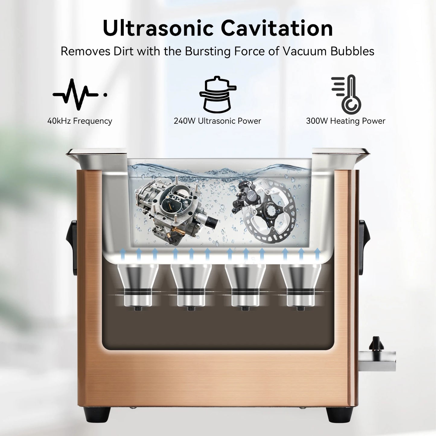 10L Ultrasonic Cleaner 40kHz Ultrasonic Bath Heated Ultrasonic Cleaning Machine for Carburetor,Jewellery,Tools,Auto Parts etc