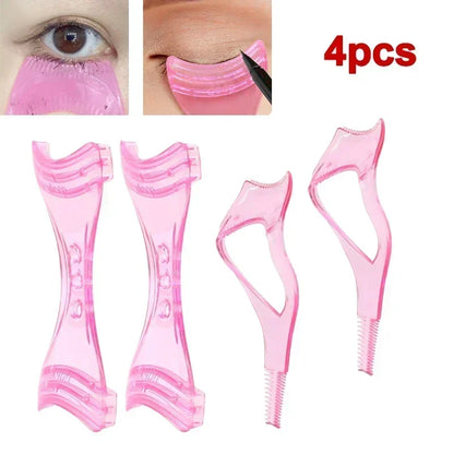 3In1 Eyelash Aid Easy To Use Eye Liner Stencil Pink Plastic Eye Lash Card Mascara Guard Lightweight Cosmetic Tools Free Shipping