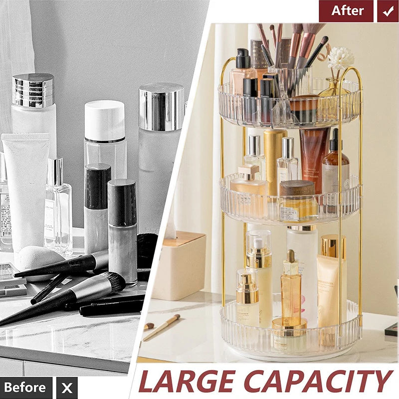 1 Pc cosmetic storage rack, modern round handle cosmetic storage rack made of high-grade and high-quality PET material, and 360