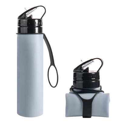 600ml Portable Water Cup Lightweight Silicone Sports Bottle Reusable Foldable Detachable with Suction Tubes Outdoor Accessories