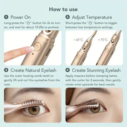 2 in 1 Electric Heating Eyelash Curler with Electric Eyebrow Knife USB Rechargeable Heated Eyelash Curlers Eyelash Shaping Tools