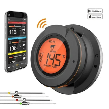 New Food Cooking Bluetooth Wireless BBQ Remote Thermometer Probes Smart Digital Bluetooth Barbecue Thermometer Free App Control