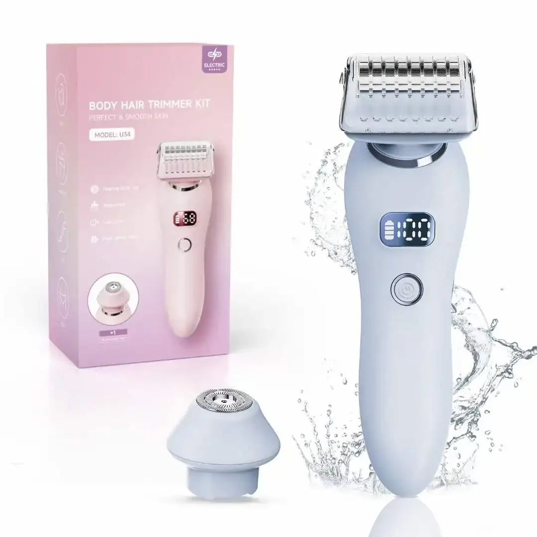 Electric Razors Shaver for Women, 2 in 1 Bikini Trimmer for Women, IPX7 Waterproof Pubic Hair Trimmer Women Wet & Dry Use