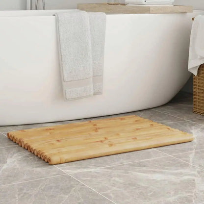 Set of 2 Bamboo Bath Mats - 70x50 cm Non-Slip & Absorbent Bathroom Rugs