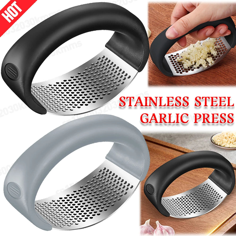 Stainless Steel Garlic Press Manual Garlic Mincer Chopping Garlic Tools Curve Fruit Vegetable Cooking Kitchen Gadgets Tools