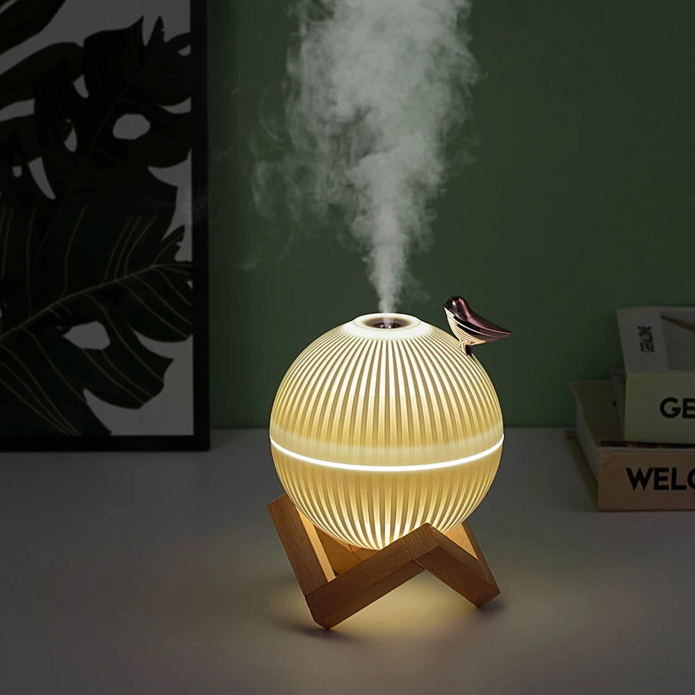 3-in1 Quiet Bird Humidifier 3 Colors Night Light USB Mini Aromatherapy Diffuser 2 Spray Modes Kid Birthday Gift Home Decor 330ml